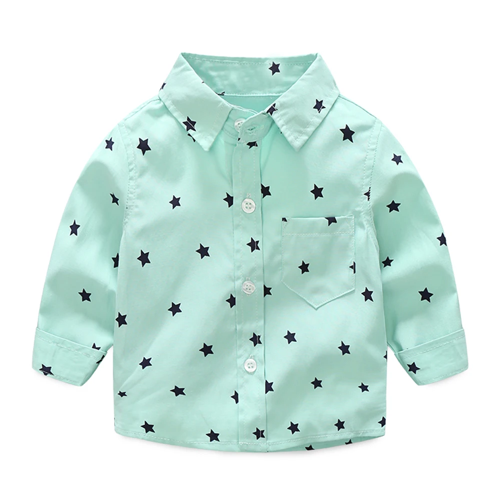 ТЕА Doger для маленьких мальчиков Button-Down рубашки с длинными рукавами для малышей Звезды рубашка для малышей комплекты одежды для новорожденных