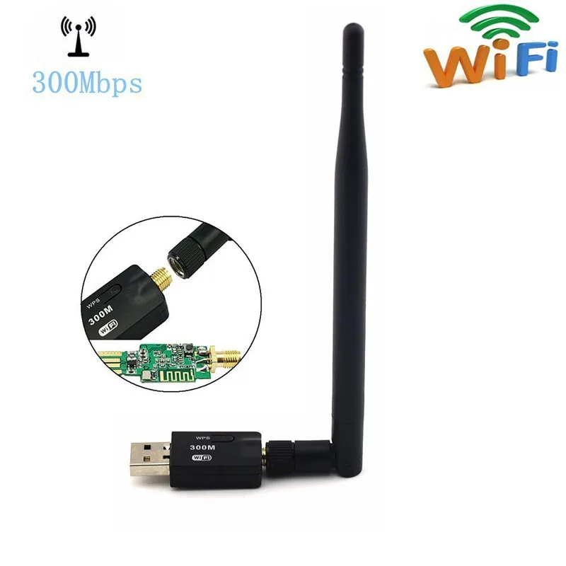 2 4 ГГц 300 Мбит/с USB Wifi адаптер 0 Беспроводной сетевая карта антенна для Windows XP/Vista/7