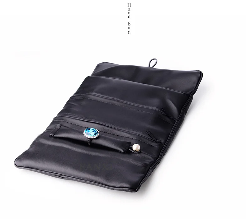 Oirlv Black Leather Travel Jewelry Pouch Watch Bracelet Storage Bag (17)