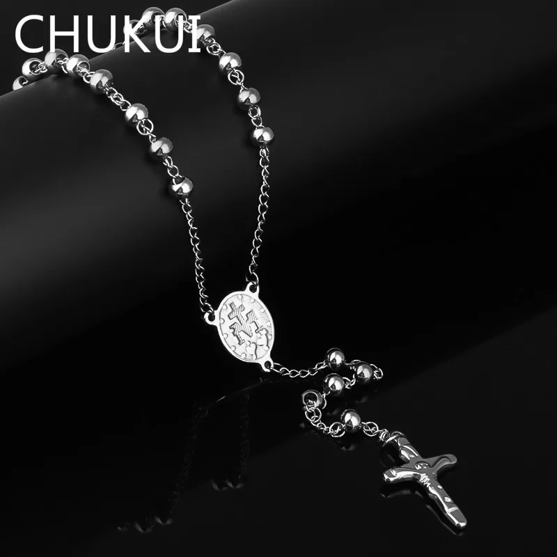 CHUKUI уникальные длинные четки ожерелье с подвеской серебро нержавеющая сталь