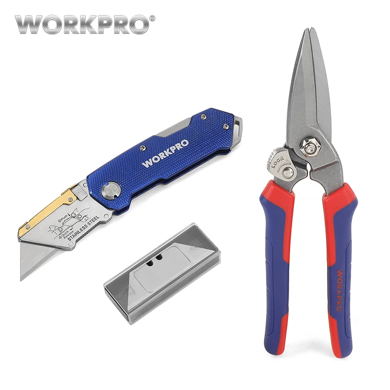 

WORKPRO Knife and Scissor Set Electrical Folding Knife with Blades Multi-purpose Forged Shears Scissor