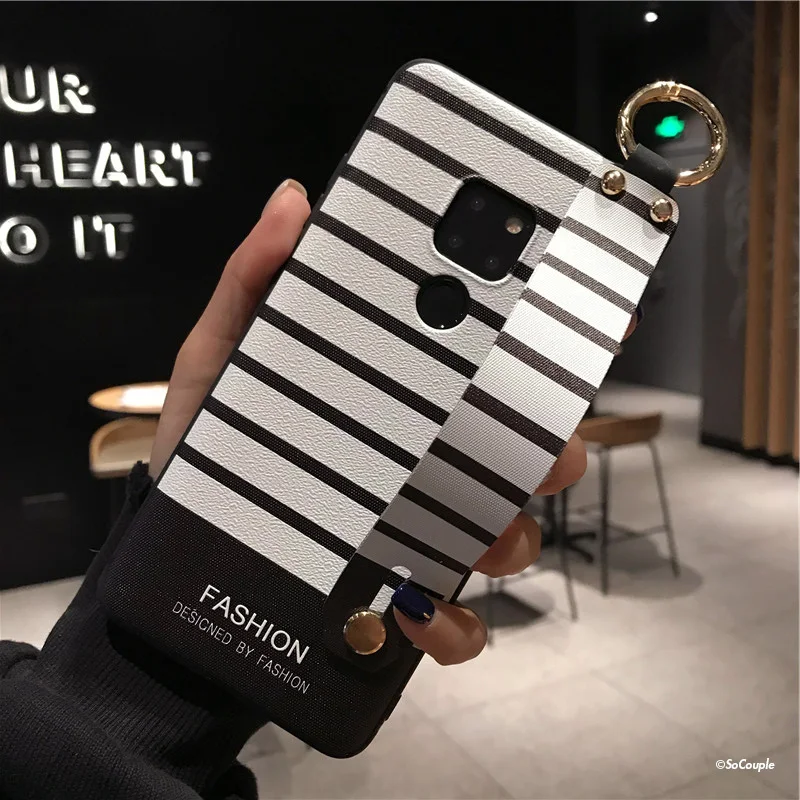 SoCouple Wrist Strap Phone Cases For Huawei Mate 10 Mate 20 Pro P10 plus P20 Pro Lite Nova 3 3i 2s Stripe Pattern Soft TPU Cover (4)
