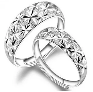 

Anenjery Love Wedding Rings 925 sterling silver Women And Men Starry bague opening Rings Anel Valentines Day Gift anillos S-R40