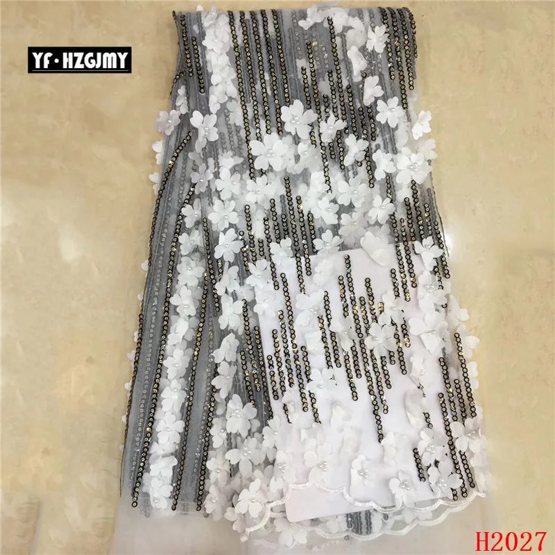 YF HZGJMY французская кружевная ткань с блестками и вышивкой 3D цветы бусинами 2019