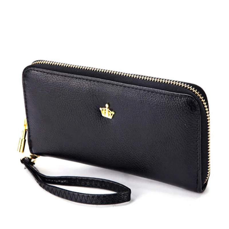  2016 New Women Ladies Wallets Soft Leather Wallet Crown Clutch Leather Bags Purse Popular Handbags With Strap Free Shipping J415 