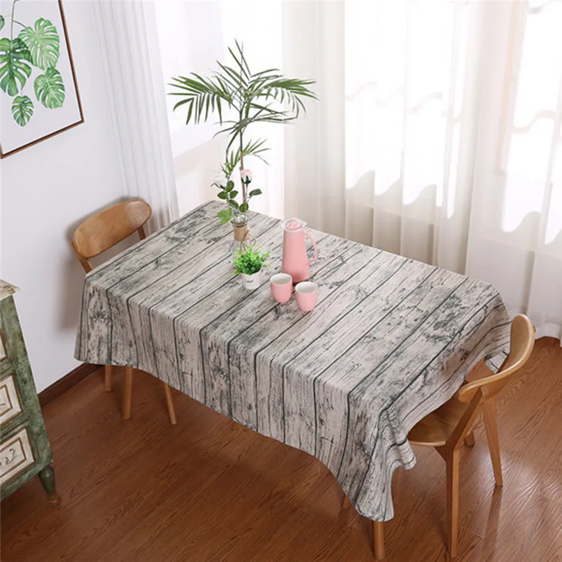 Table Cloth Dining Tablecloth Retro Soft Cotton And Linen Wood Grain Simulation Bark Cloth  #4A03 (7)