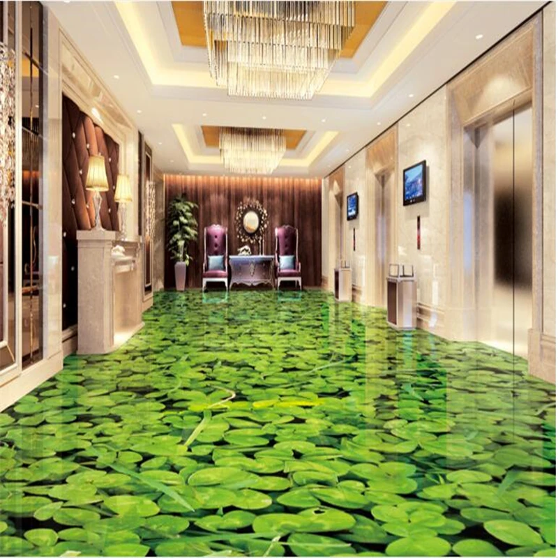 

beibehang 3D custom custom floor stickers living room bathroom waterproof thick floor clover decorative painting