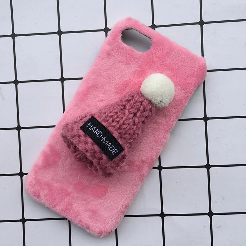 Cute Christmas Hat Plush Fluffy Case For iPhone 8 7 6S 6 Plus X Lovely Fur Phone Case Cover For iPhone 6 6S 7 8 Plus X Fundas (2)