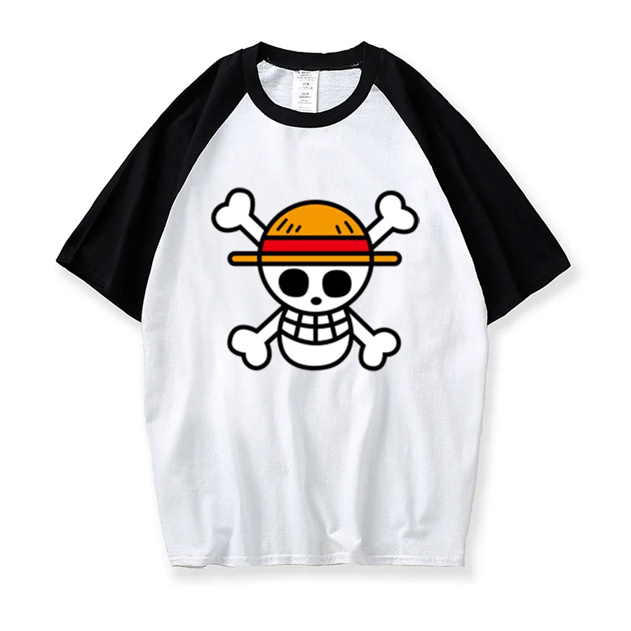 

Men's One Piece Luffy Harajuku Funny Cotton Raglan T Shirts Unisex Summer Cotton Workout Tshirts Anime Tops Boyfriend Gift shirt