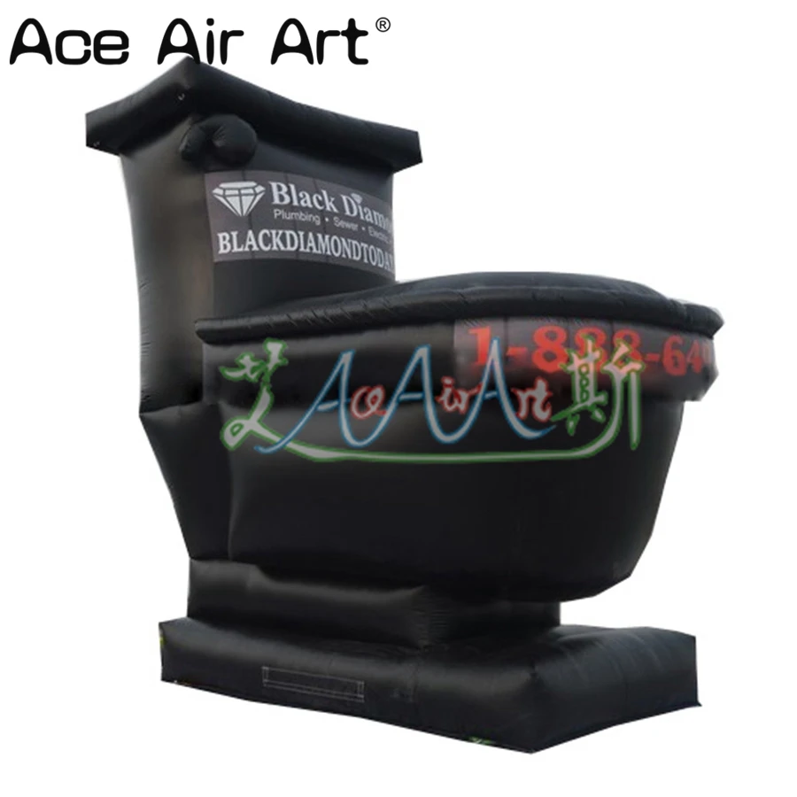  Hot sale Portable Giant Inflatable new black Toilet With Bloweradding advertising words For World T