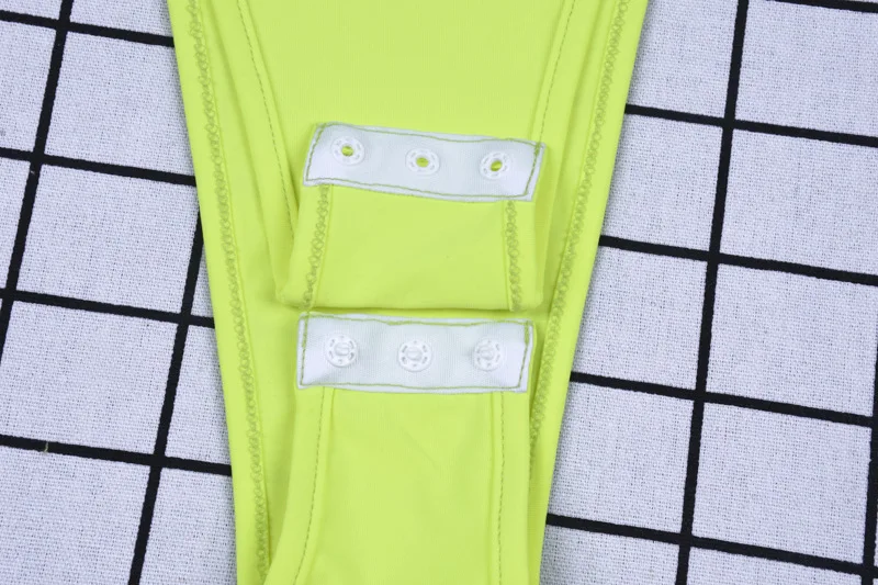 BOOFEENAA Neon Green Sexy One Piece Bodysuit Women Fluorescent Turtleneck High Cut Long Sleeve Thong Bodysuits Streetwear C70I85 crotchless bodysuit