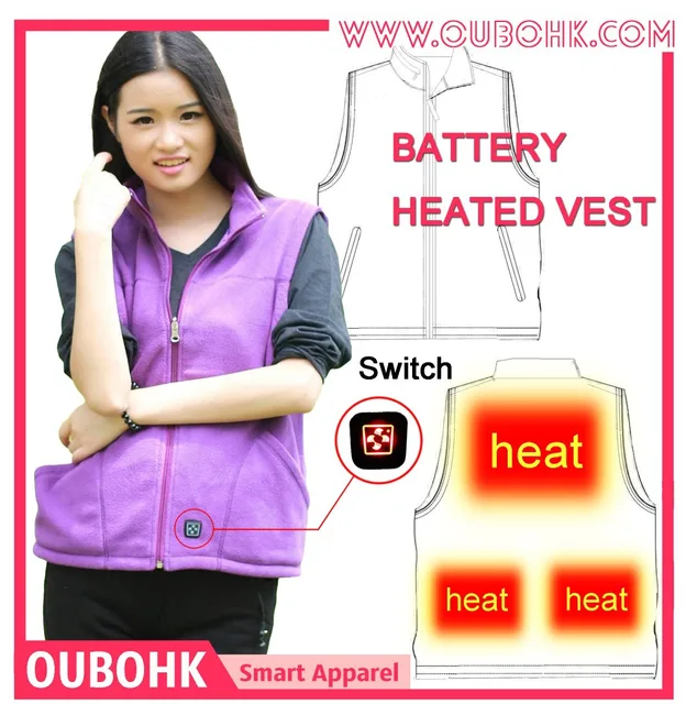 New Tech Temperature Control Heated Clothing With 7.4V Battery Carbon