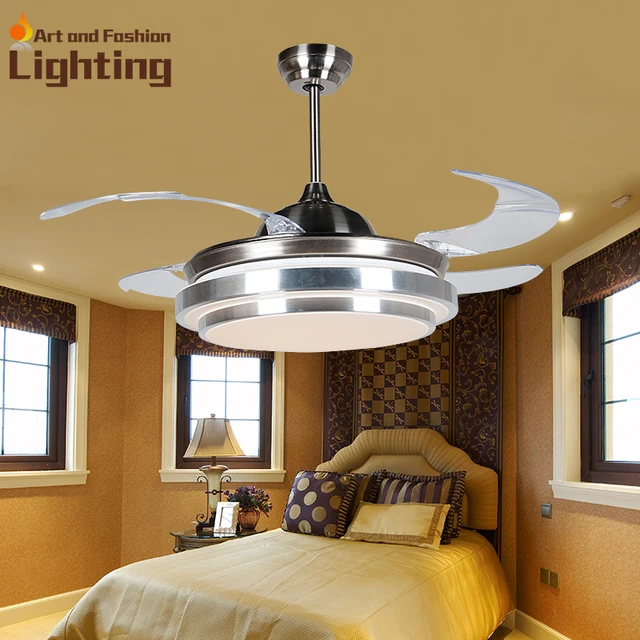 Remote control ceiling fan with lights 4 color dimmer 4 acrylic