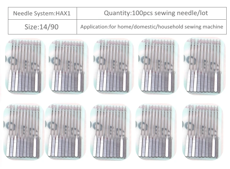 Размеры 90/14 бытовые швейные иглы 100 шт. dotec HAX1 для всех торговых марок Janome и Toyota Singer, juki, Bernina, домашняя машина