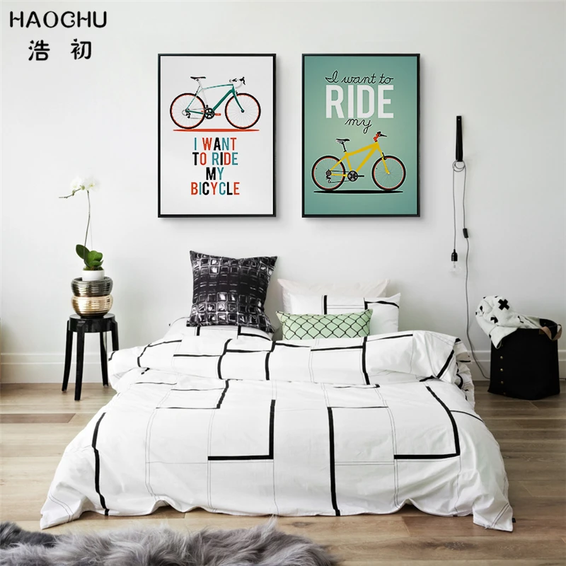 HAOCHU Vintage Picture I Want To Ride My Bike Movie Poster Bar Retro Canvas Painting Wall Decor For Boys Bedroom boys-bike : image HAOCHU Vintage Picture I Want To Ride My Bike Movie Poster Bar Retro Canvas Painting Wall Decor For Boys Bedroom boys-bike