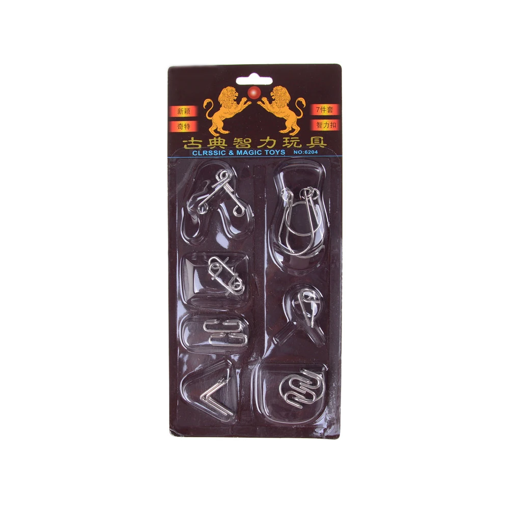 

ZTOYL 7pcs/Set Metal Puzzle Educational Toy Interlocking IQ Wire Brain Teaser Game for Children Adults Kids