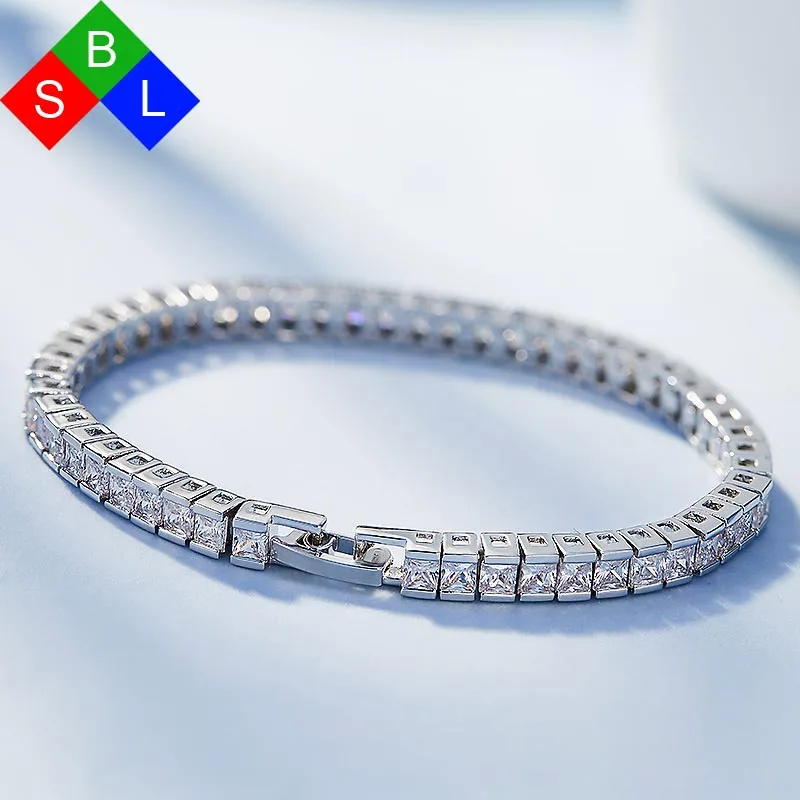 

Red Trees Brand Fine Jewelry Fashion Luxury AAA Cubic Zirconia Braided Silver Bracelet For Women Wedding