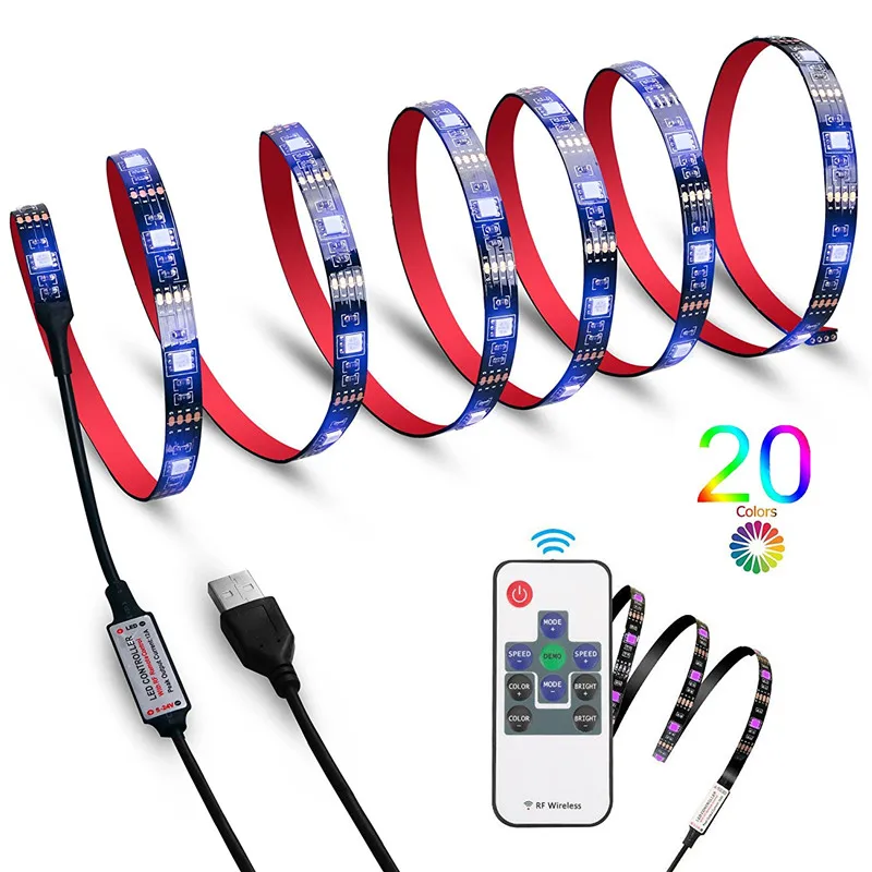 Светодиодная лента водонепроницаемая 5 в пост. Тока RGB USB светильник SMD 2835 0 м 1 2 3 4