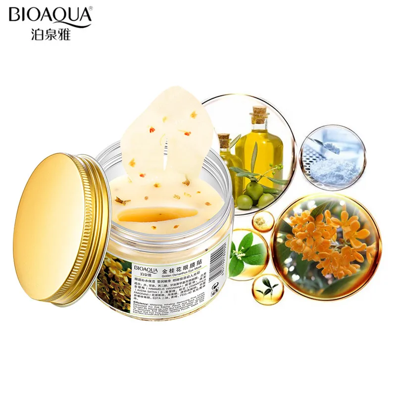 BIOAQUA 80 pcs bottle Gold Osmanthus Eye Mask Women Collagen Gel Whey Protein Face Care Sleep Patches Health Eye Care 1