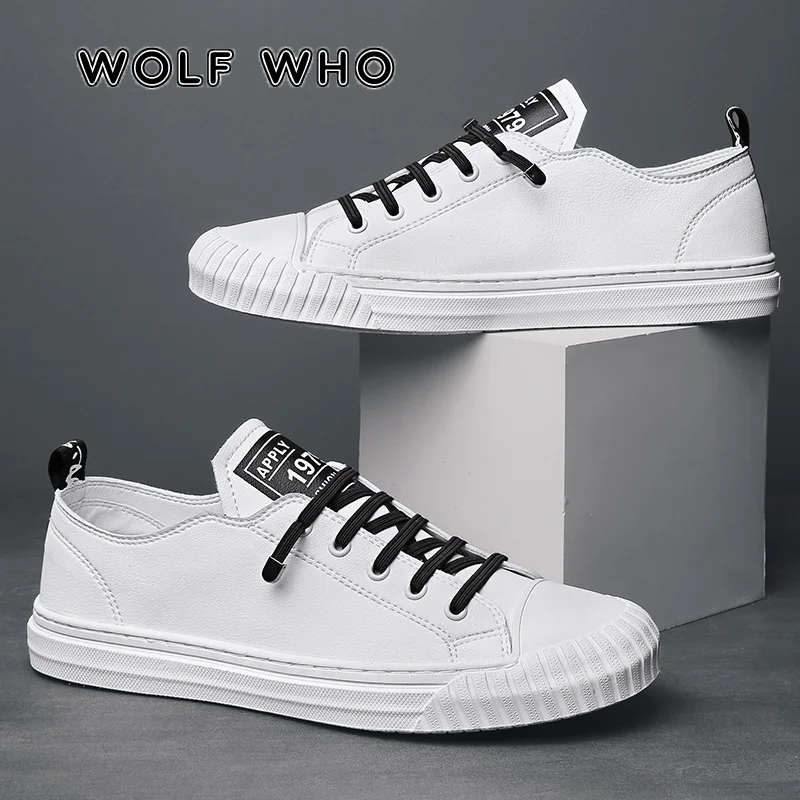 WOLF WHO 2019 Модная брендовая мужская повседневная обувь дышащие белые кроссовки мужские на шнуровке обувь Мокасины Tenis Masculino X-060