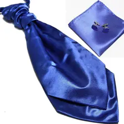 2019 mens neck tie set cravat ascot handkerchief cufflinks pocket square blue