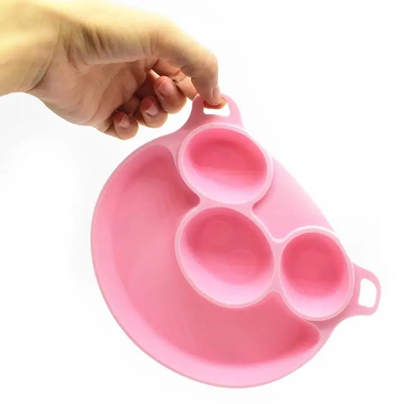 Cute Cartoon Kids Silicone Dinner Plate Suction Baby Feeding Tableware Safe Food Grade Children Dishes Lunch Kids Feeding Bowls