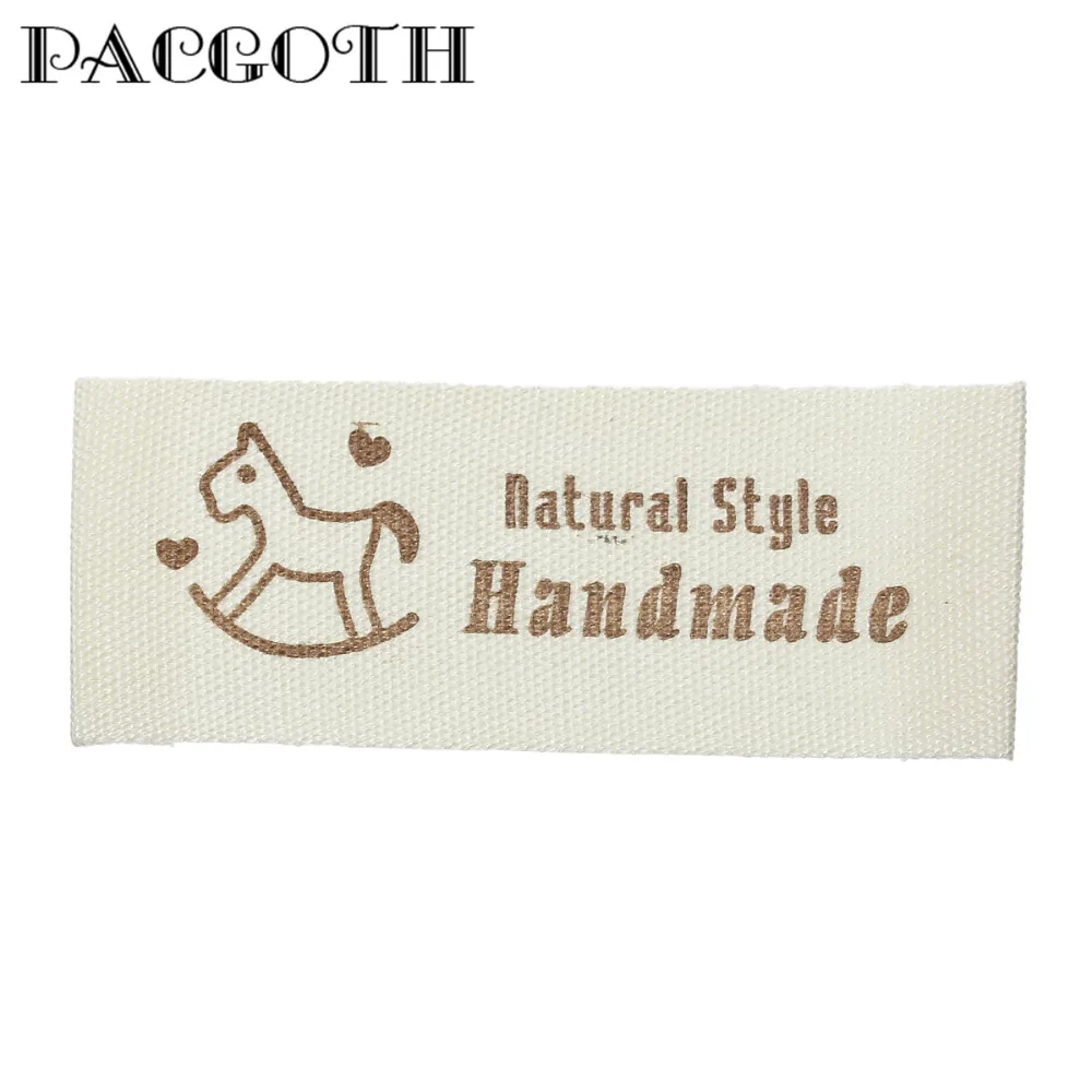 

PACGOTH Bag Accessories Cotton Woven Printed DIY Scrapbooking Craft Rectangle Message Letter Pattern Natural Style Handmade1 PC