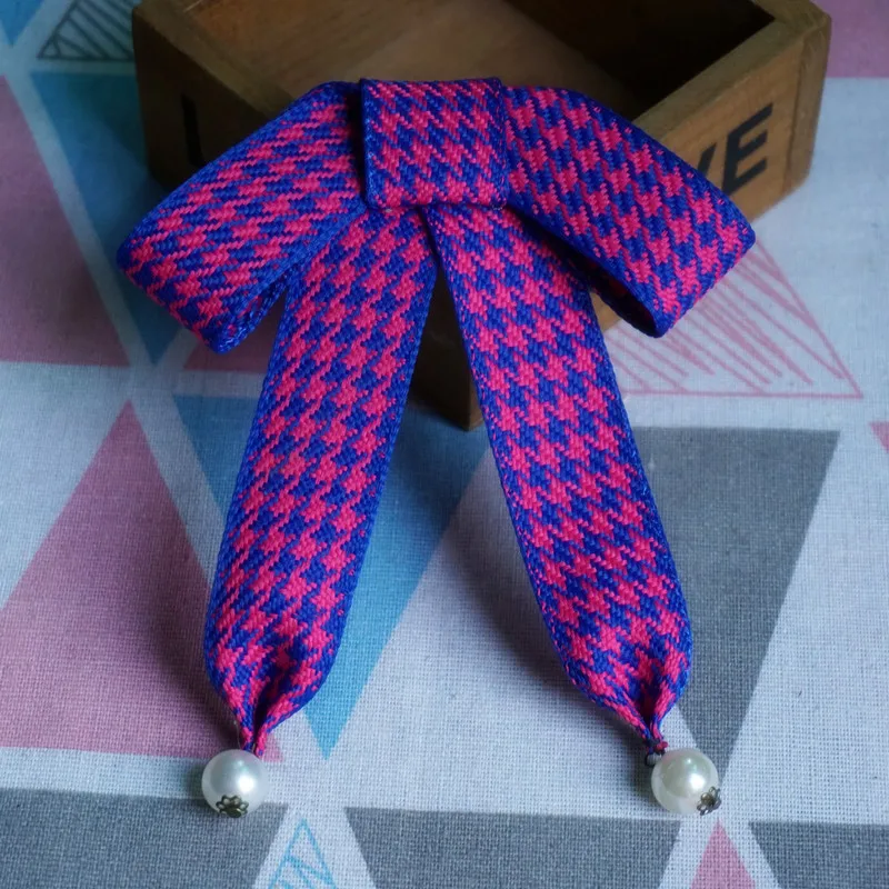 Woman girl Cute Fashion Pearl Ribbon Bow Brooches Big College Wind