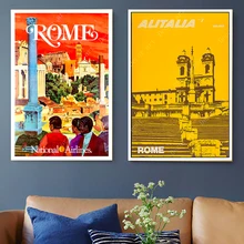 Europa Roma, Italia mapa viajes mapa lienzo pintura pared vintage Kraft carteles de pared pegatinas imágenes decorativas para casa regalo