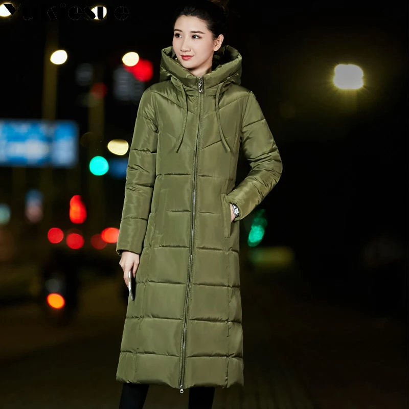 

Long warm thicken winter jacket women snow wear cotton padded outerwear for women womens coat plus size faux fur collar parka