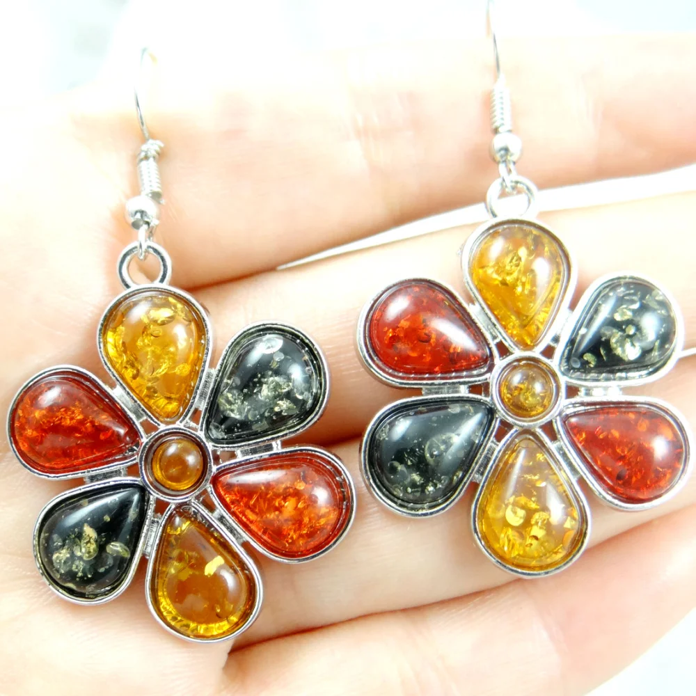 

Free shipping 1pair Fashion Precious Modernist TEARDROP GOLDEN HONEY PRESSED AMBERS earring jewellery making C37
