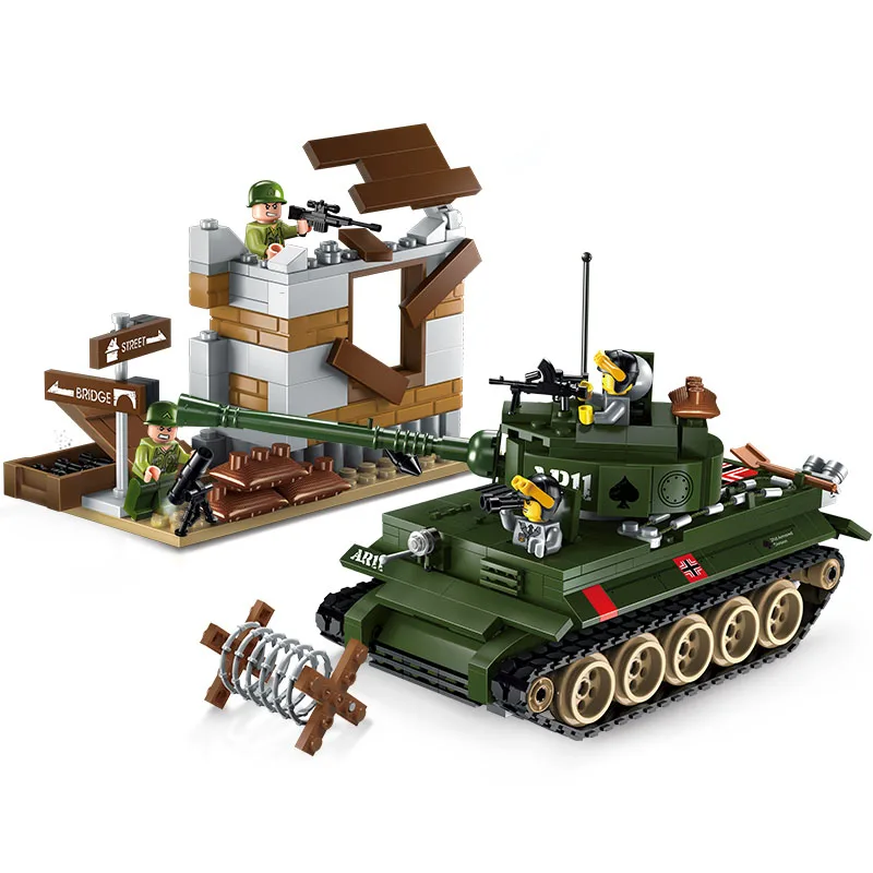 

Models building toy ENLIGHTEN 1711 Tiger Tank Military Fighter Building Blocks compatible with lego military toys & hobbies