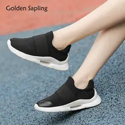 Золотистые мягкие кроссовки для женщин, дышащая обувь для бега, черная тканевая амортизация, женские кроссовки, новая спортивная обувь без
