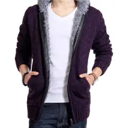 Для мужчин женские теплые свитера Кардиганы зимние толстые с капюшоном теплая вязаная куртка модная мужская Вязание