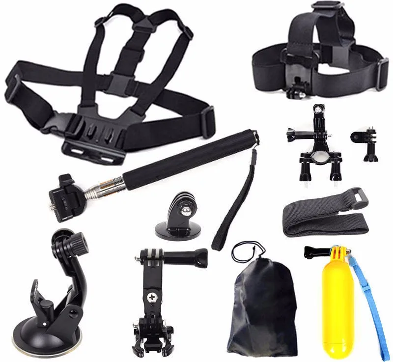 9 in 1 Go Pro Accessories Set kit For Gopro Hero 4 /3+/3/2 and SJ4000 SJ5000 SJ6000 Xiaomi yi action Camera | Электроника