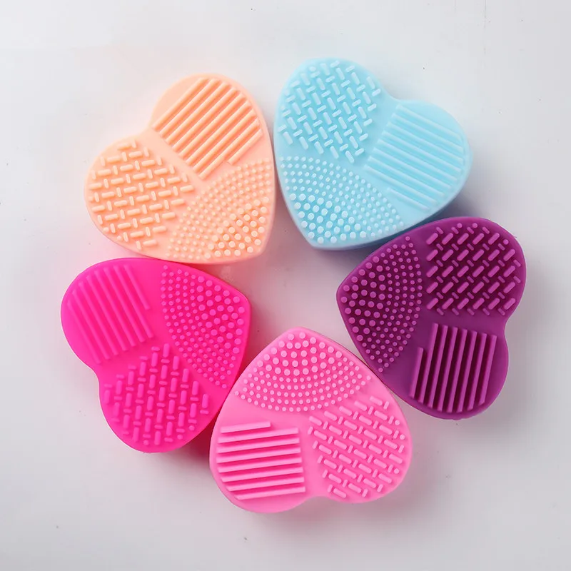 

1pc Heart Shape Silicone Brush Cleaner Mat Washing Tool for Cosmetic Make Up Brushes Scrubber Dropship Cleaning Nail Tools