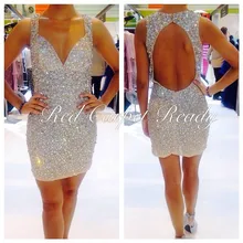 Üppige Schweres Wulstiges Kurze Cocktailkleider Reizvolles Geöffnetes Zurück Abschlussball-partei-kleider Vestidos De Festas Curto Vestidos Para Fiestas