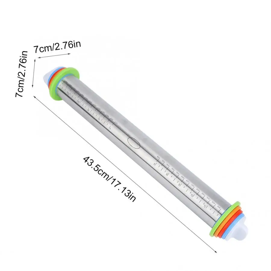Нержавеющая сталь регулируемая толщина Скалка мука палка со шкалой для кухни Выпечка инструменты