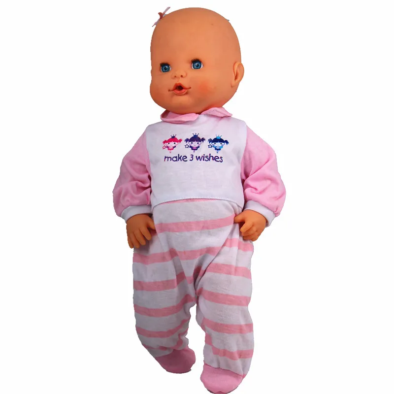 

16inch Doll Clothes 41CM Nenuco Ropa Accesorios Nenuco Ropa Para Nenuco Make 3 wishes Pink Stripes Clad Feet Jumpsuits Clothes