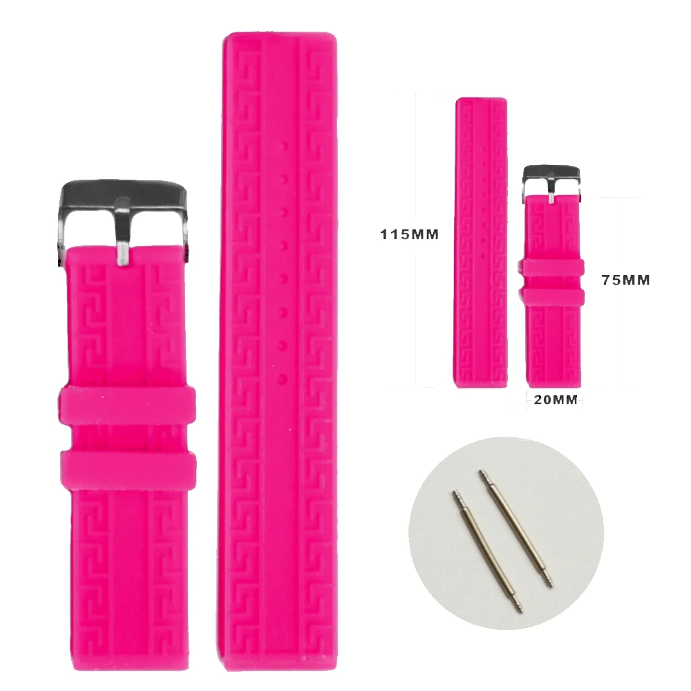 

20mm Hot Pink Color Silicone Jelly Rubber Ladies Watch Band Straps WB1064V20JB