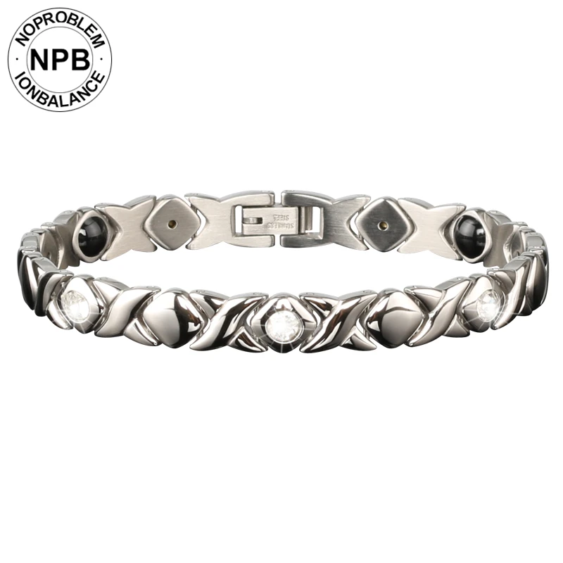 Noproblem Ion balance germanium power health infinity charm women bracelet 022 silver metal lady Pain Reduction