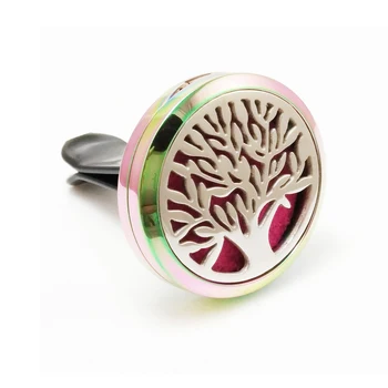 

2017 New 30mm Stainless Steel Rainbow Life of Tree with Vent Aromatherapy/Essential Oil Diffuser Perfume Locket Clip for Car
