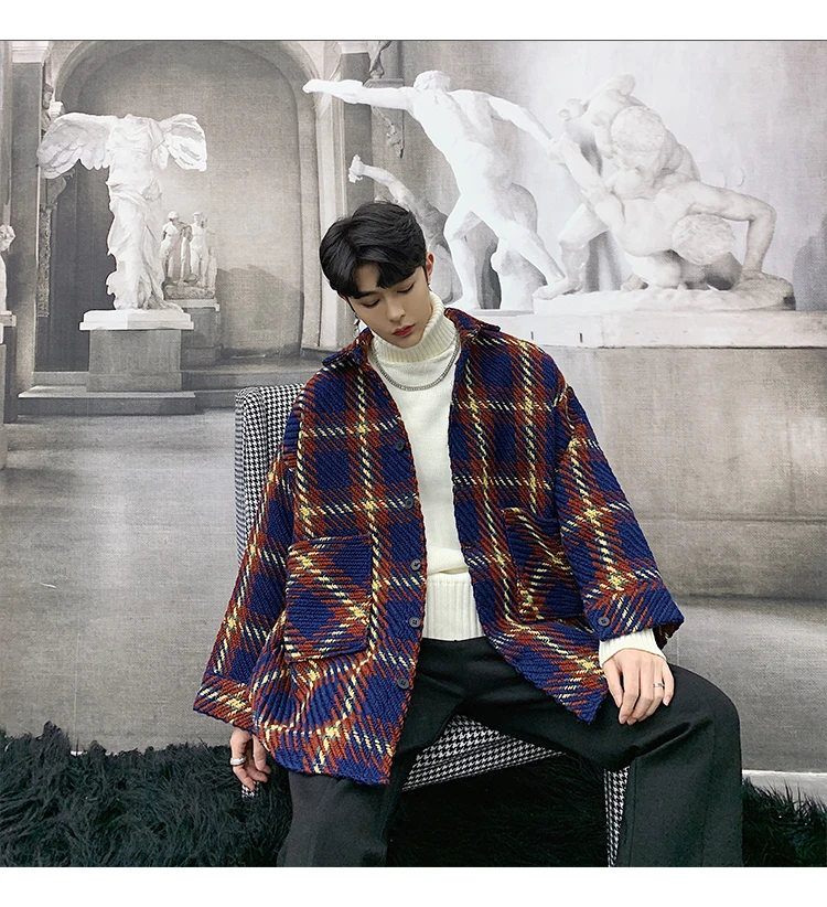 Повседневная рубашка Camicia Uomo клетчатая рубашка мужская Свободная куртка мужская клетчатая рубашка Осенняя винтажная рубашка с длинными