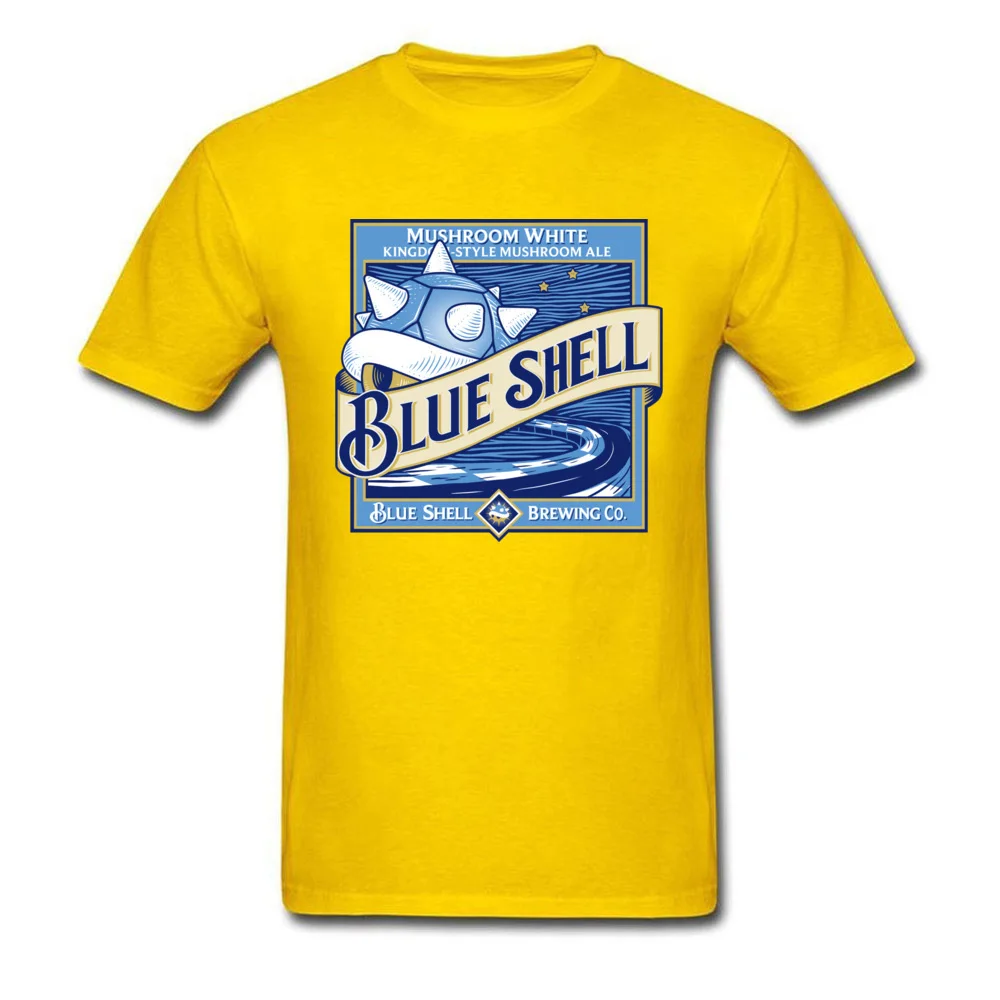 blue shell beer 6837 T-shirts for Men Print Thanksgiving Day Tops Shirts Short Sleeve Classic Sweatshirts Crew Neck 100% Cotton blue shell beer 6837 yellow
