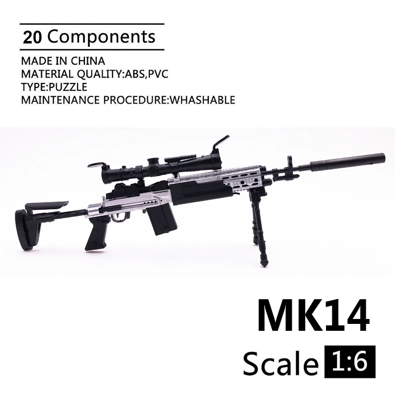 1:6 MK14 MODO снайперская винтовка черный пластик покрытый гравировальным слоем