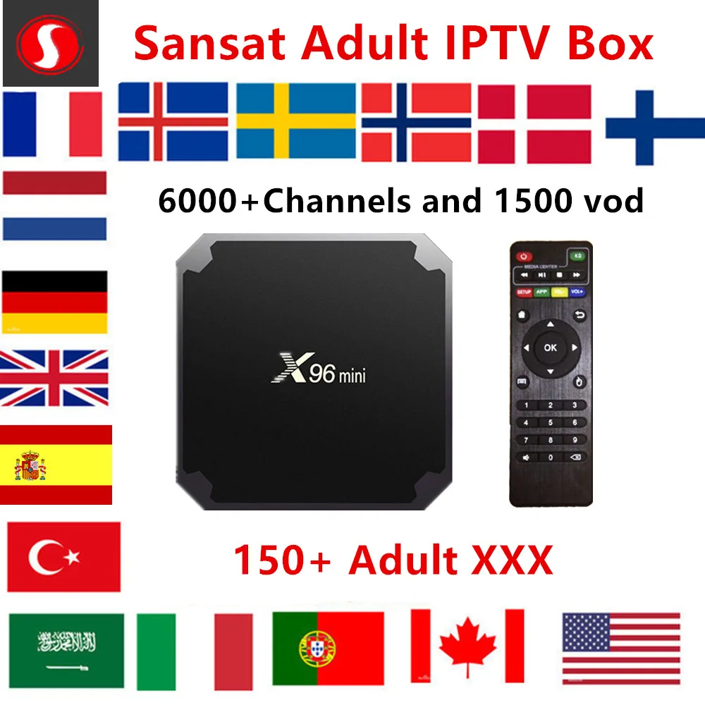 Мировое IPTV Box x96mini android tv box 6000+ Live Франция Италия США Великобритания Германия Испания 1500 vod для взрослых xxx smart ip tv подписка коробка