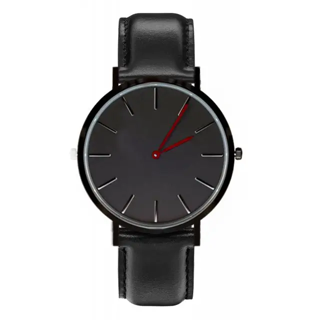 Черный Чехол черный циферблат уход за кожей лица дизайн часы с кварцевым механизмом