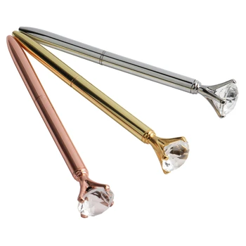 

GENKKY Kawaii Ballpoint Pen Big Gem Metal Ball Pen With Large Diamond Blue And Black Magical Pens Fashion School Office Supplies