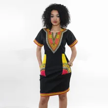 Wholesale Traditional African Dashiki Cocktail Ethnic Women’s Party Midi Dresses O- Neck Patchwork Female Mini Club Pencil Dress