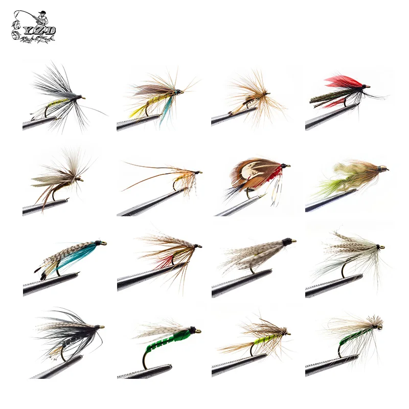 225pcs Wet Dry Fly Fishing Flies Lure Set Fly Tying Material Wet hand tied  Nymph Flies for Trout Pike